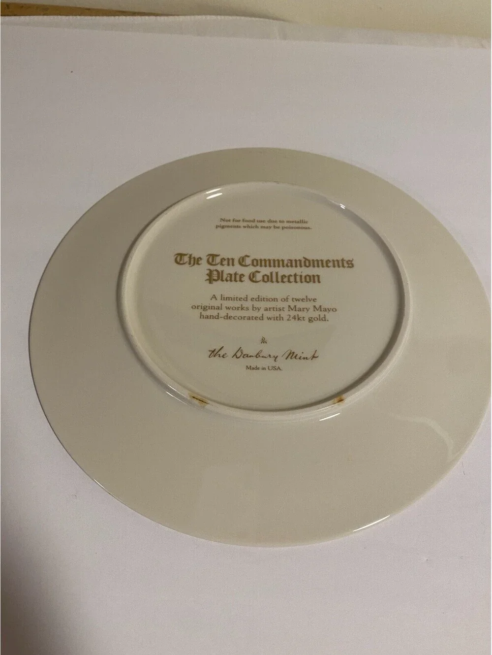 Danbury Mint, The Ten Commandments Plate Collection, 24K Gold, Tenth Commandment